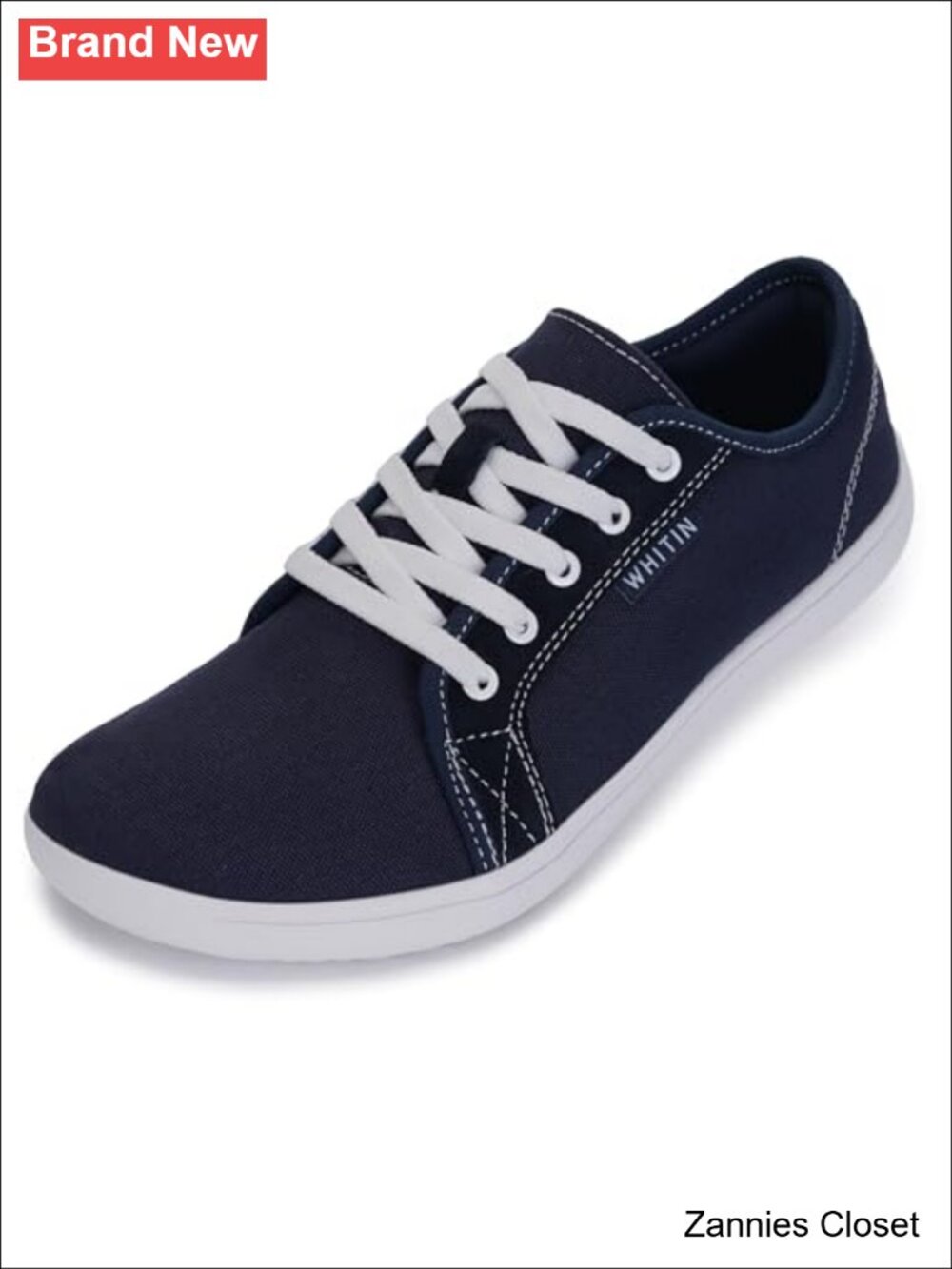 ✨ WHITIN Women's Canvas Barefoot Shoes Wide Toe Minimalist Lace Up Sneakers